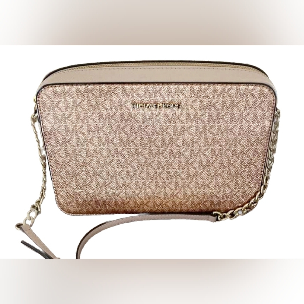 NWT Michael Kors Crossbody Purse Bag Champagne W White Duster Bag